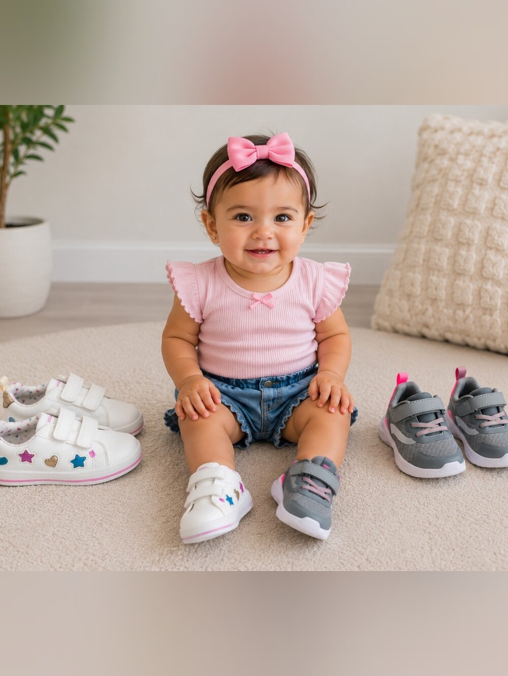 Toddler  - Pink and Gray Kids Shoes 2 Pairs Size 4)